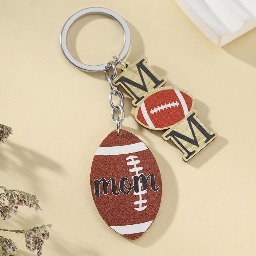 Wholesale Rugby Football Basketball Wooden Keychain